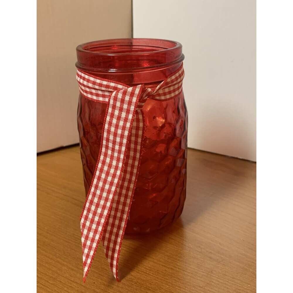 Decorative Red Glass Jar 5”